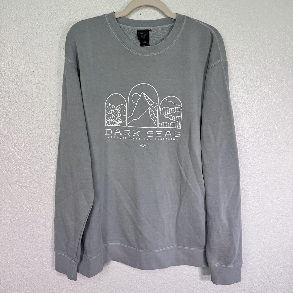 Dark Seas Sweatshirt Mens Large Summit Fleece Sage Graphic Crew Pullover NEW